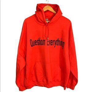 5/30 Question Everything custom hoodie size XL in red.